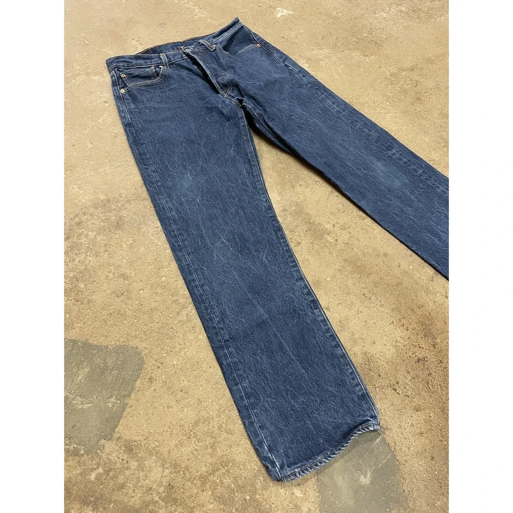 Levis 501 Jeans Mens 33x34‎ Medium Wash Blue Straight Leg Button Fly Waterless